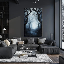 Mysterious and Eerie Forest Scene Artistic Poster