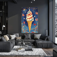 Vibrant Ice Cream Swirl Artwork With Confetti Poster