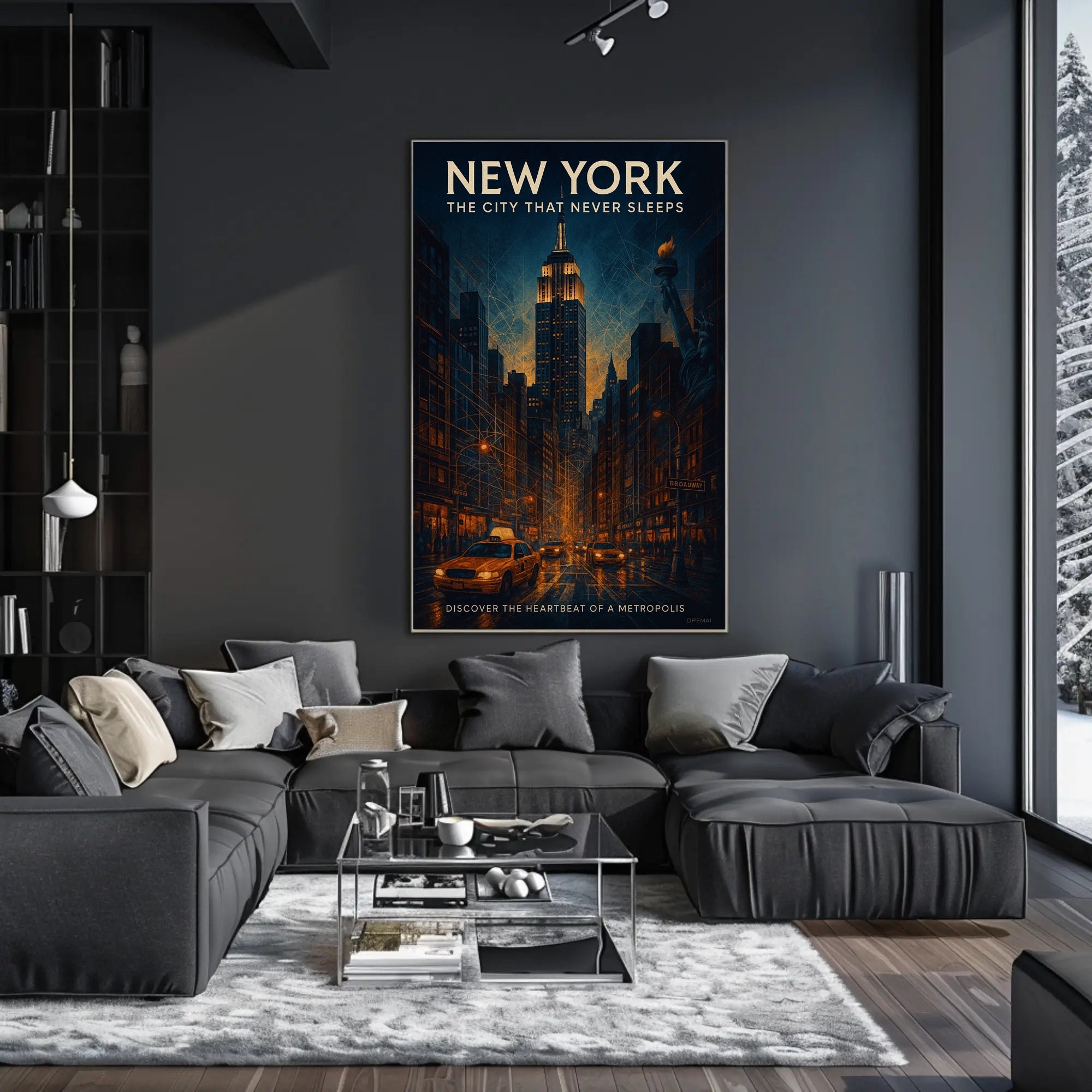 New York City Lights Vintage Urban Cityscape Poster