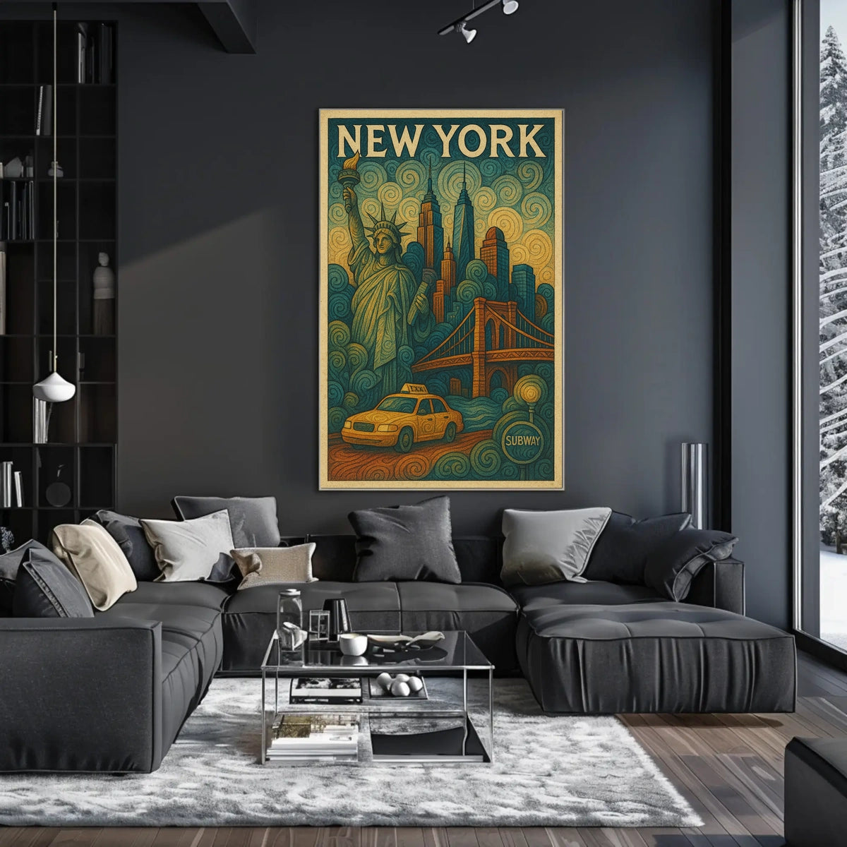New York City Poster Vintage Travel Cityscape Wall Art