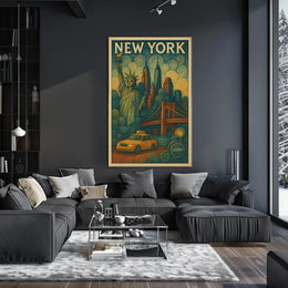 New York City Poster Vintage Travel Cityscape Wall Art
