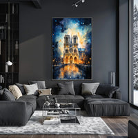 Notre-Dame Cathedral Impressionistic Art Poster - Cultural or Heritage Poster