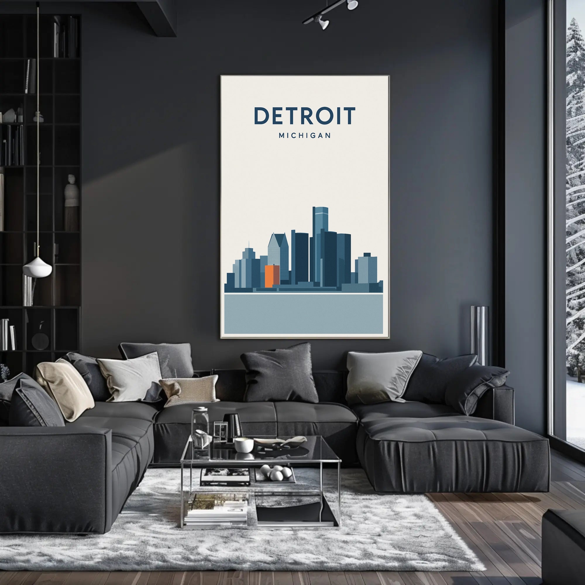 Detroit Skyline Poster PosterGoat