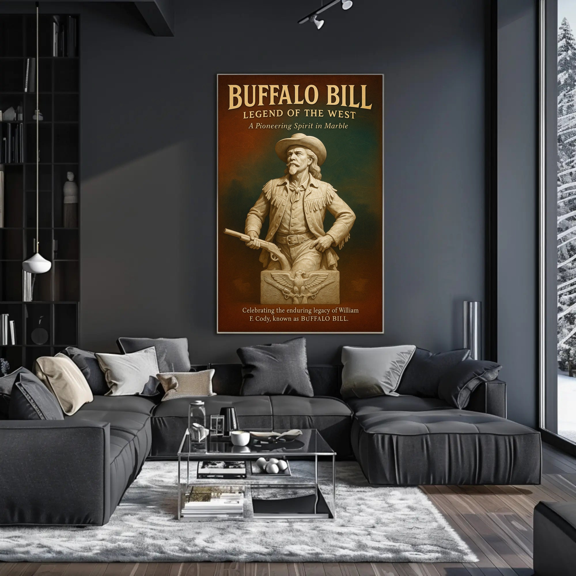 Buffalo Bill Marble Statue Poster Vintage Wall Art