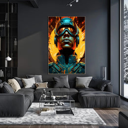 Futuristic Visor Warrior with Dynamic Energy Futuristic Sci-Fi Poster