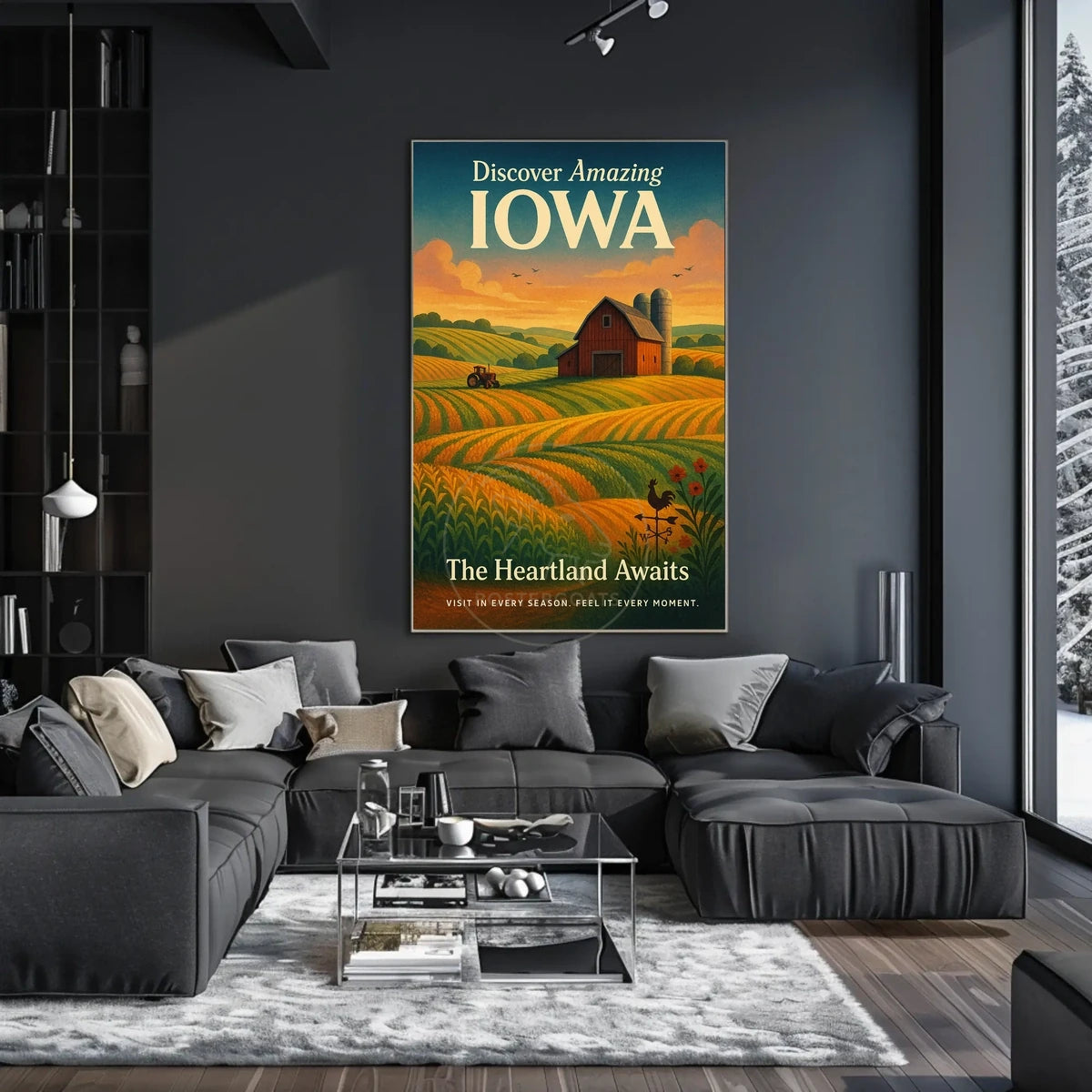 Iowa Heartland Vintage Travel Poster