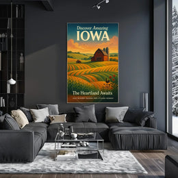 Iowa Heartland Vintage Travel Poster