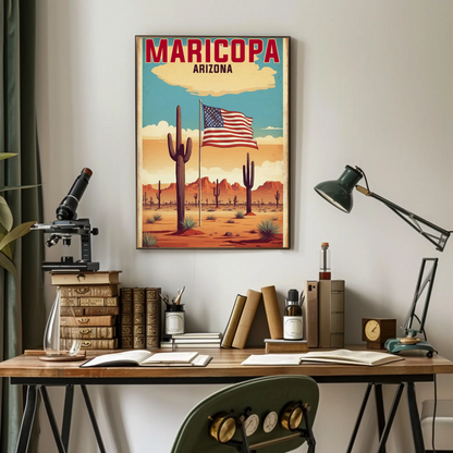 Maricopa Arizona Desert Flag Vintage Travel Poster