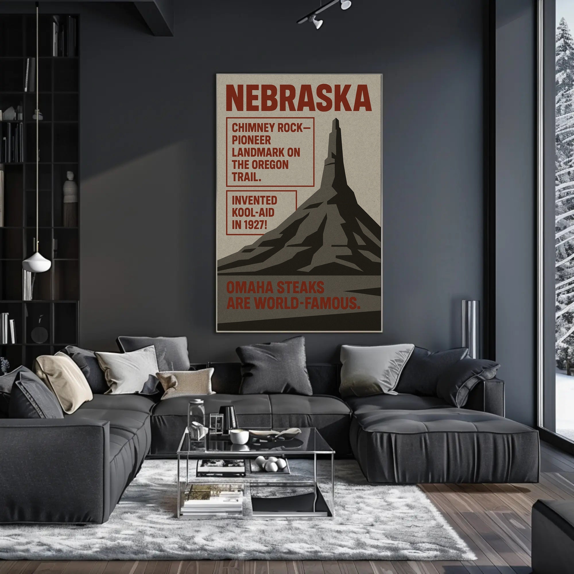 Nebraska Highlights Wall Art Print Decor PosterGoat