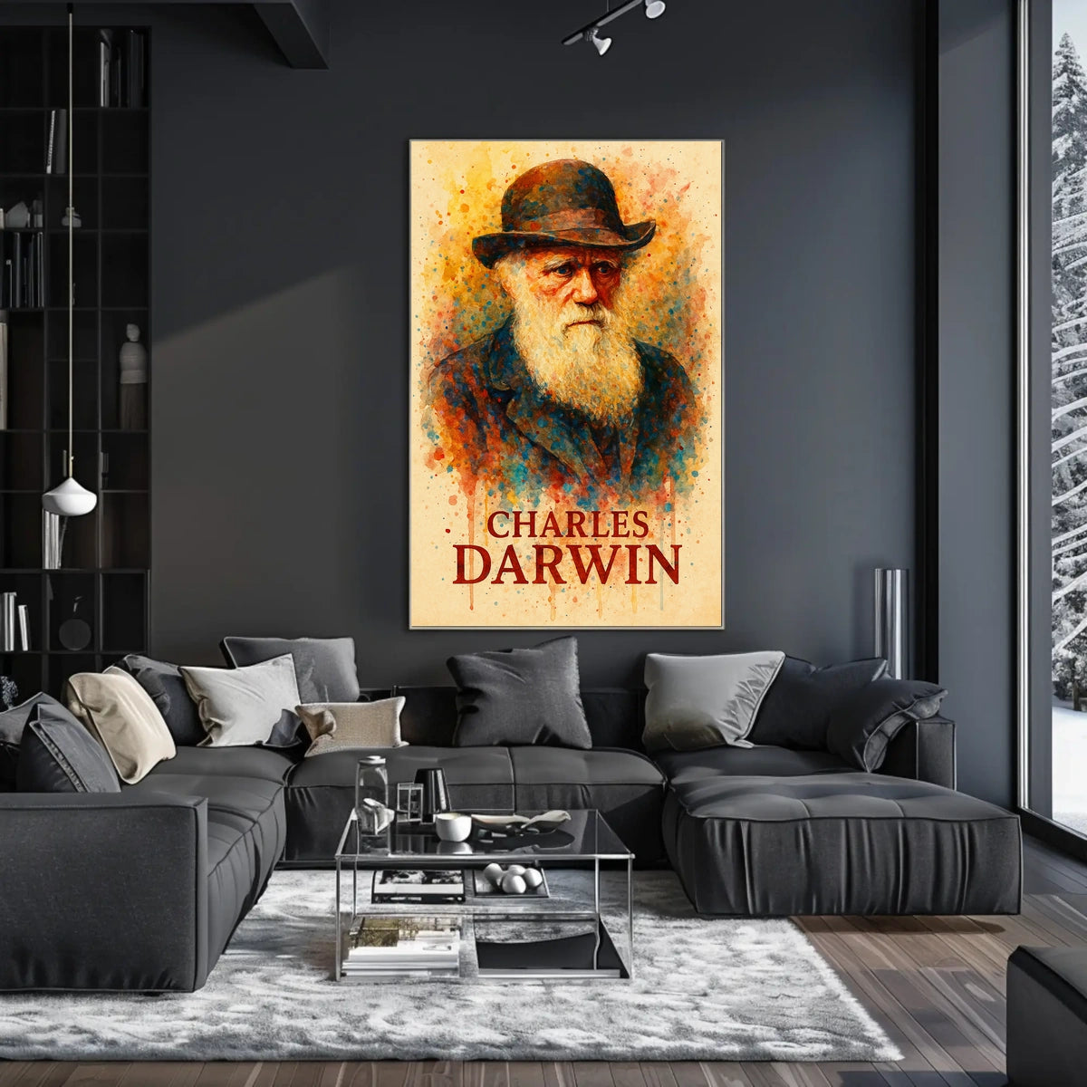 Charles Darwin Watercolor Portrait Art Poster