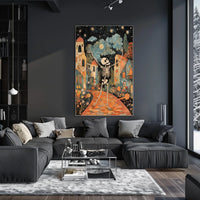 Dancing Skeleton Joyful Starry Night Whimsical Poster