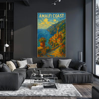 Amalfi Coast Poster Art for Coastal Wall Decor 18x24