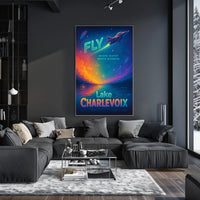 Fly Adventures Over Lake Charlevoix Futuristic Sci-Fi Poster
