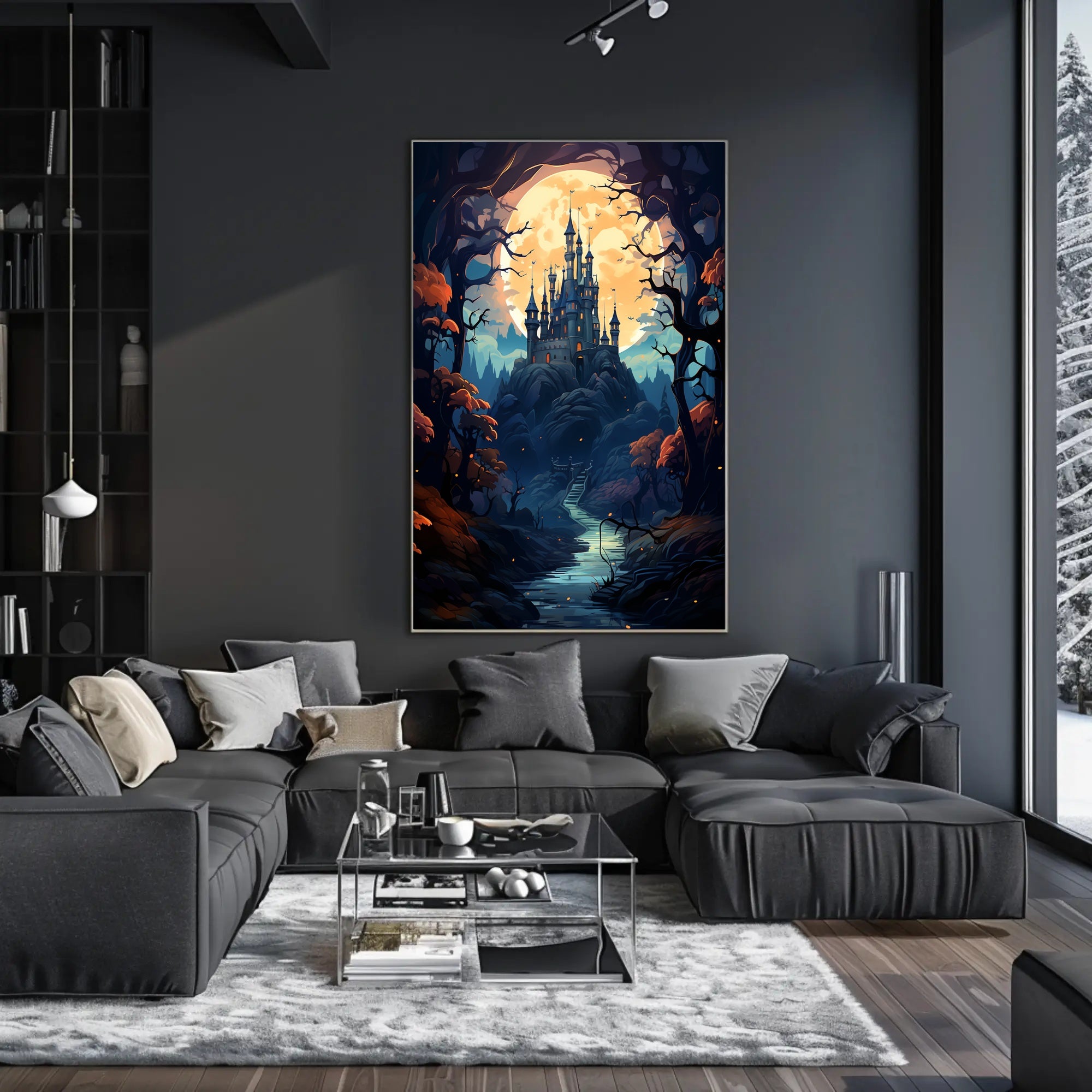 Enchanted Castle Under The Moon Poster
