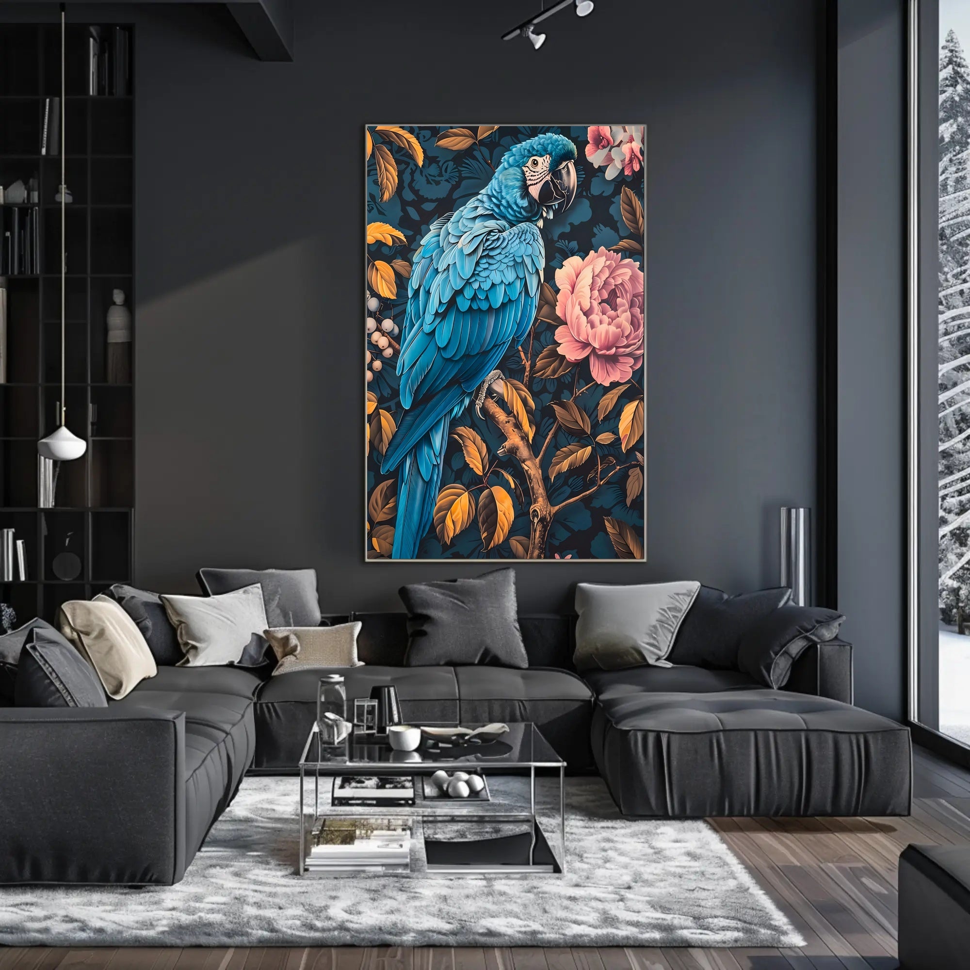 Vibrant Parrot Floral Paradise Poster Art