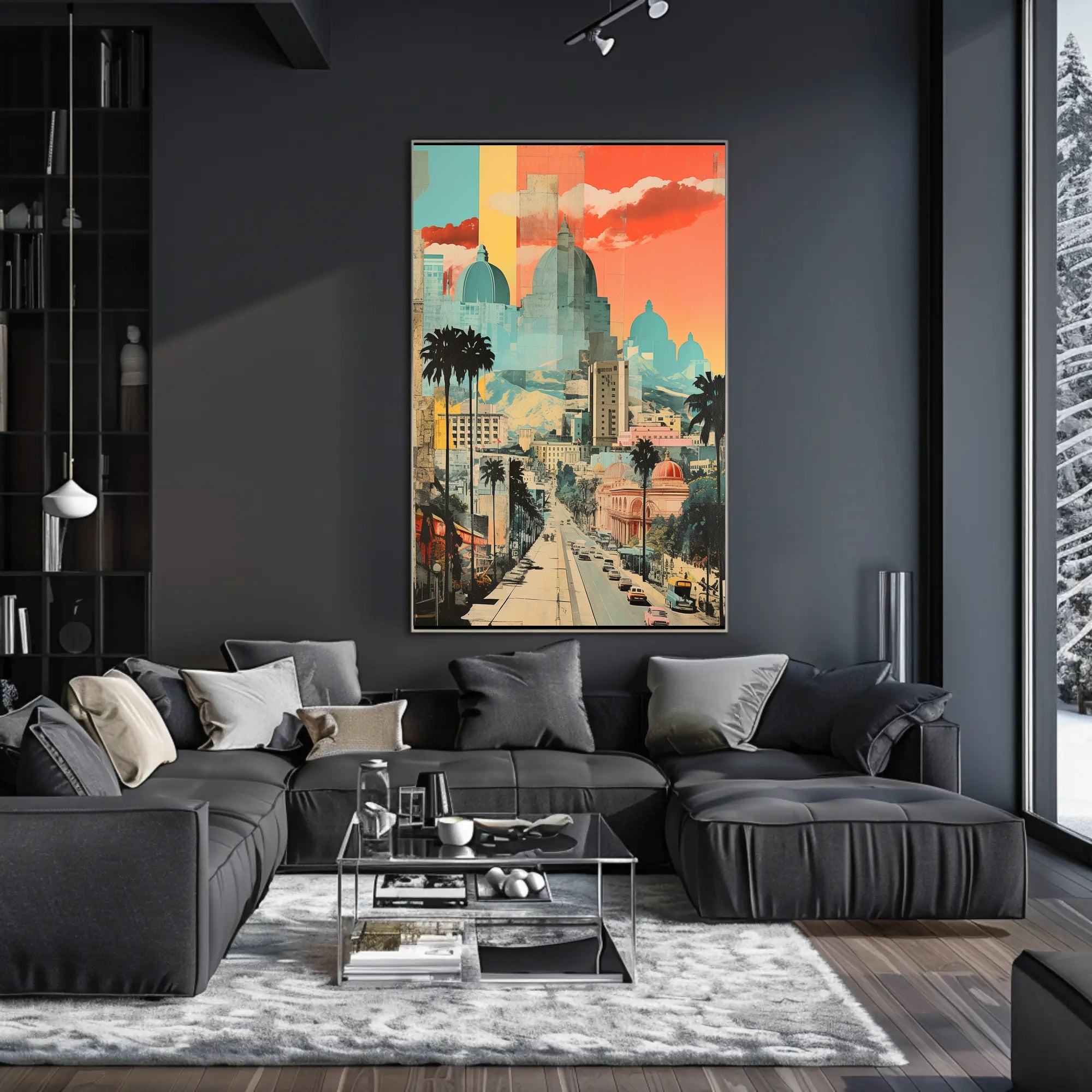 Urban Vibrance: Classic Meets Modern Architectural Travel Poster