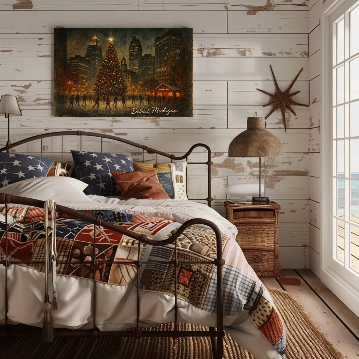 Holiday Skating in Detroit Poster