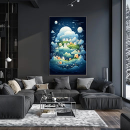 Whimsical Nightscape Poster with Dreamy Bear Creatures