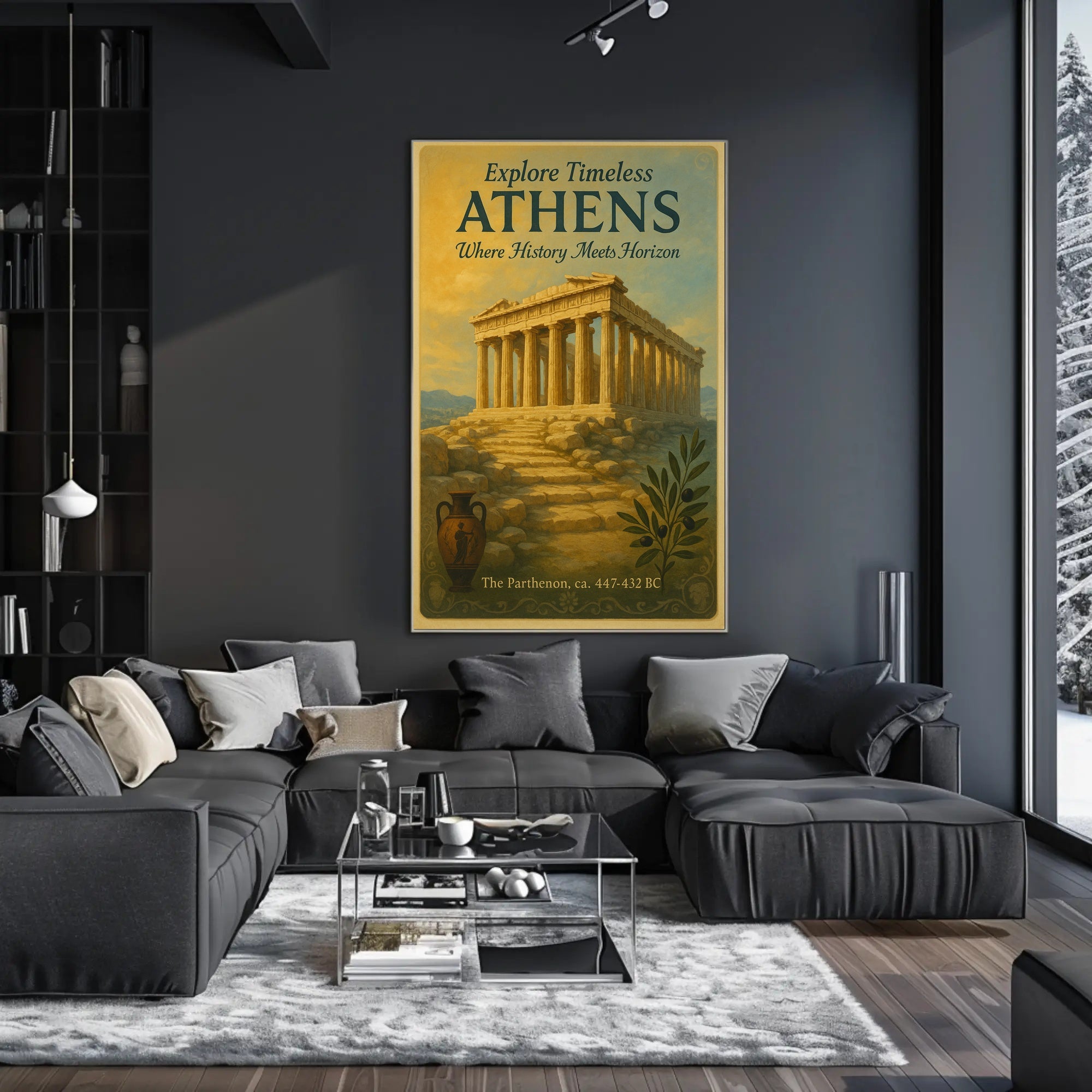 Parthenon Vintage Athens Travel Art Poster