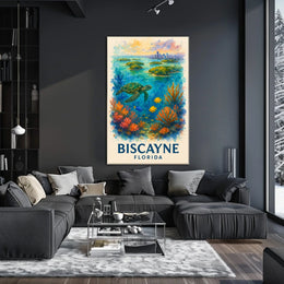 Biscayne Marine Life Watercolor Poster: Florida's Beauty