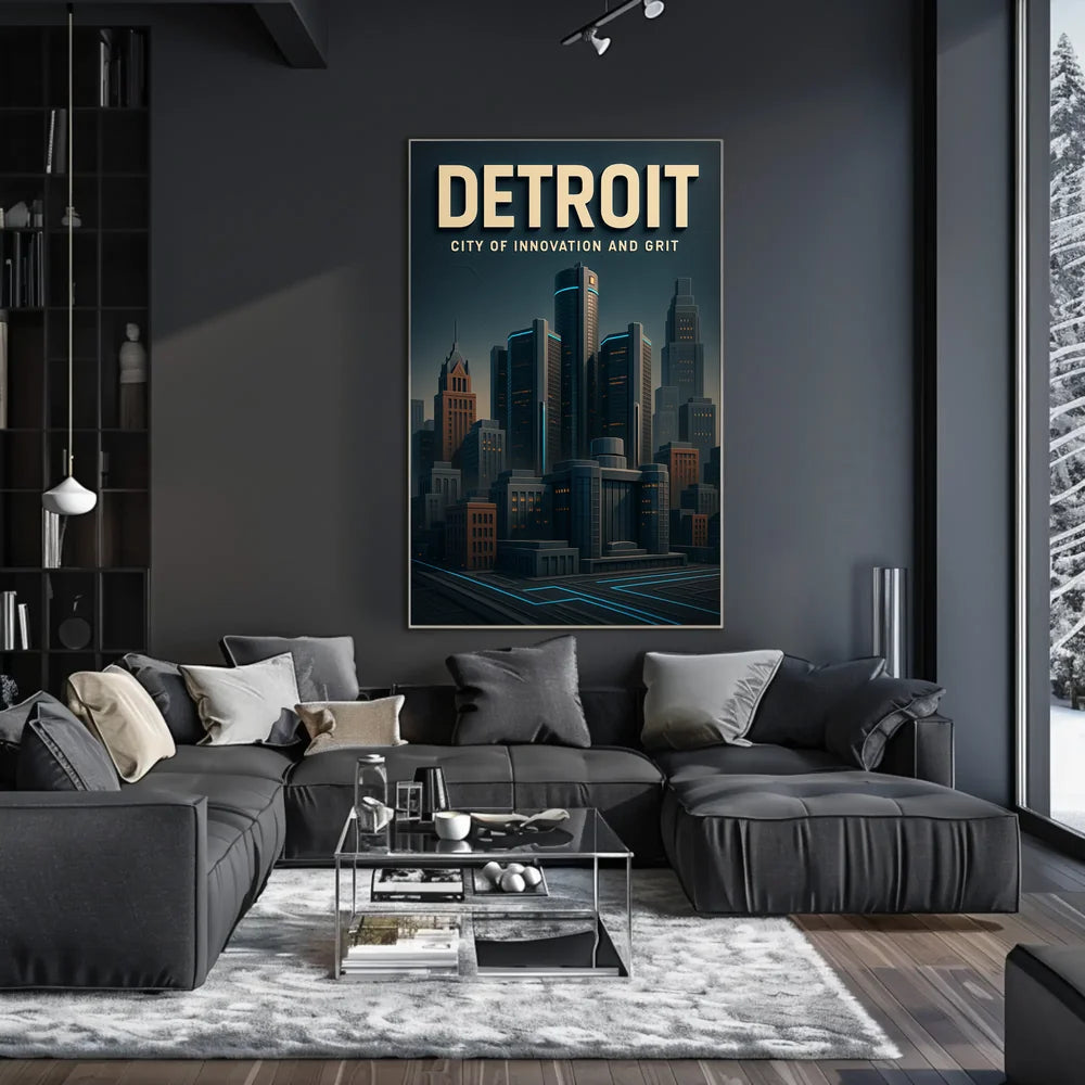 Detroit Modern Skyline: Urban or Cityscape Poster PosterGoat