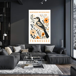 Tennessee Northern Mockingbird Nature Art Poster Print