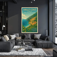 Amalfi Coast Travel Vintage Style Poster