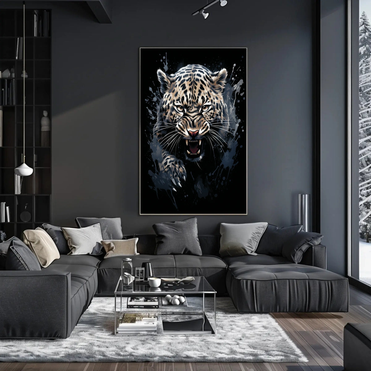 Fierce Leopard Art Poster: Dynamic Wild Energy