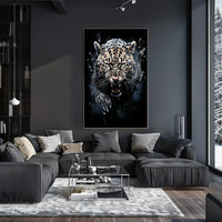 Fierce Leopard Art Poster: Dynamic Wild Energy
