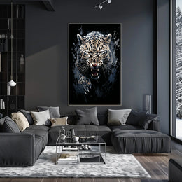Fierce Leopard Art Poster: Dynamic Wild Energy