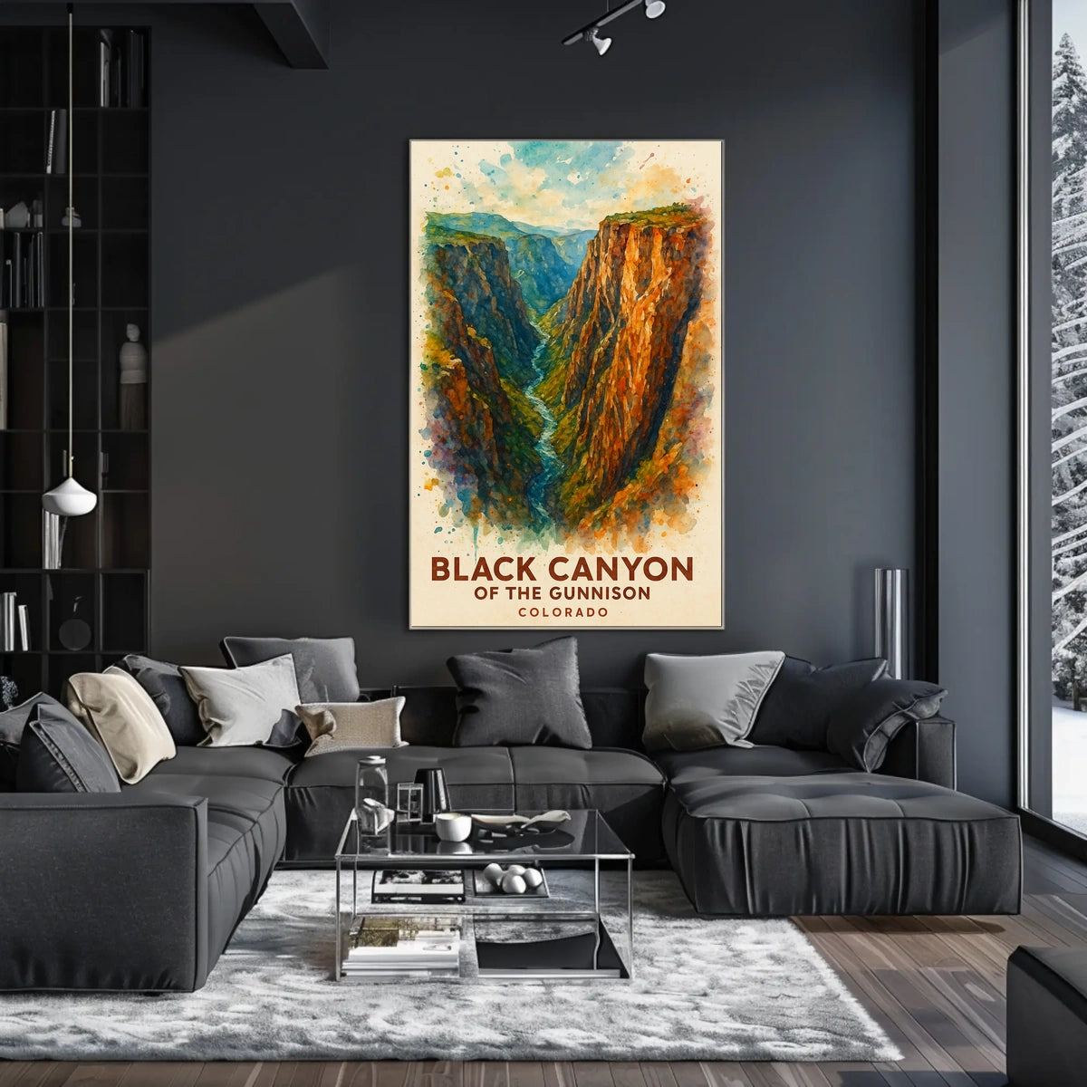 Black Canyon Colorado Scenic Watercolor Art Poster