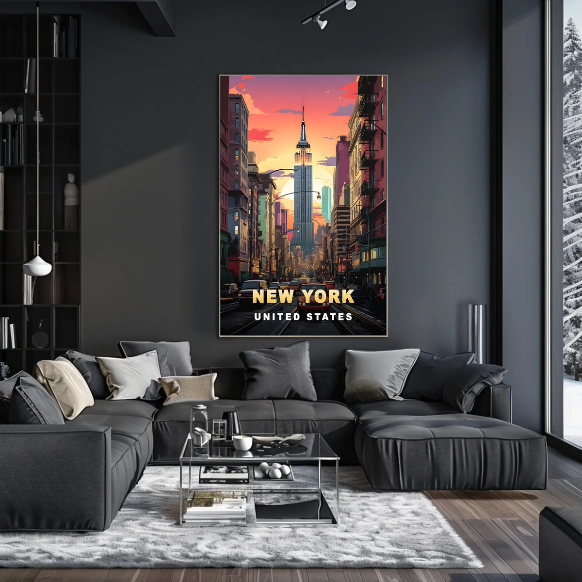 Empire State Building Sunset Poster Modern Wall Art
