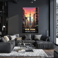 Empire State Building Sunset Poster Modern Wall Art