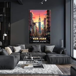 Empire State Building Sunset Poster Modern Wall Art