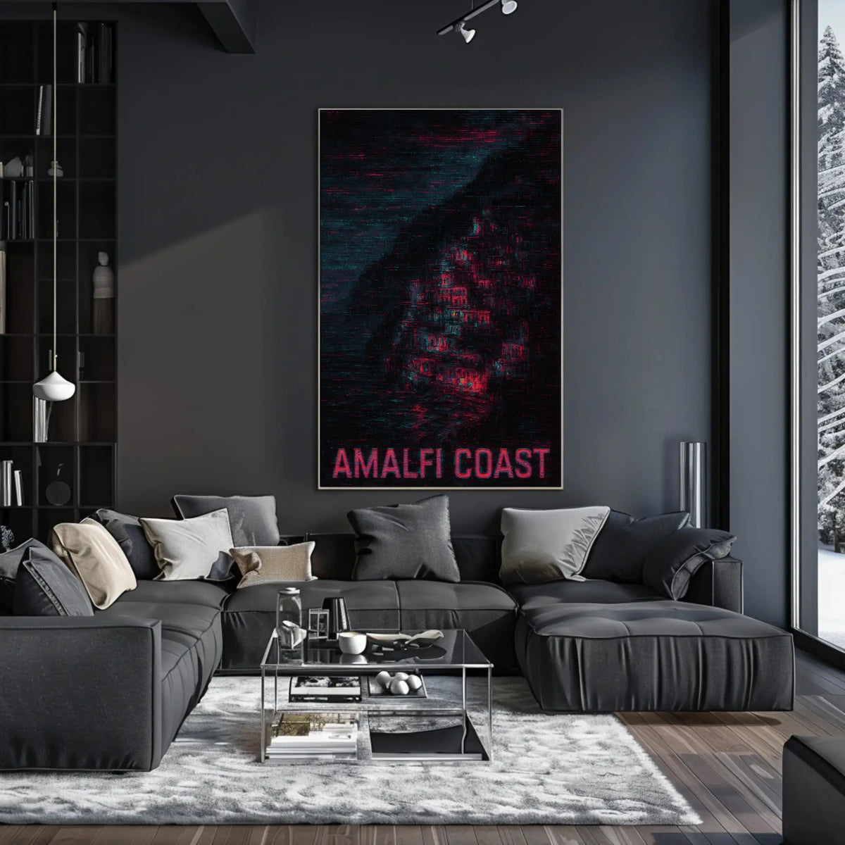 Amalfi Coast Abstract Nightscape Poster Wall Art Decor