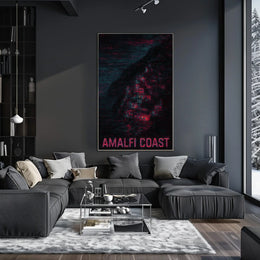 Amalfi Coast Abstract Nightscape Poster Wall Art Decor