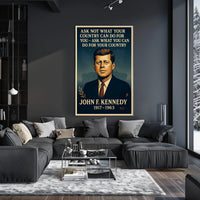 John F. Kennedy Inspirational Patriotic Quote Poster