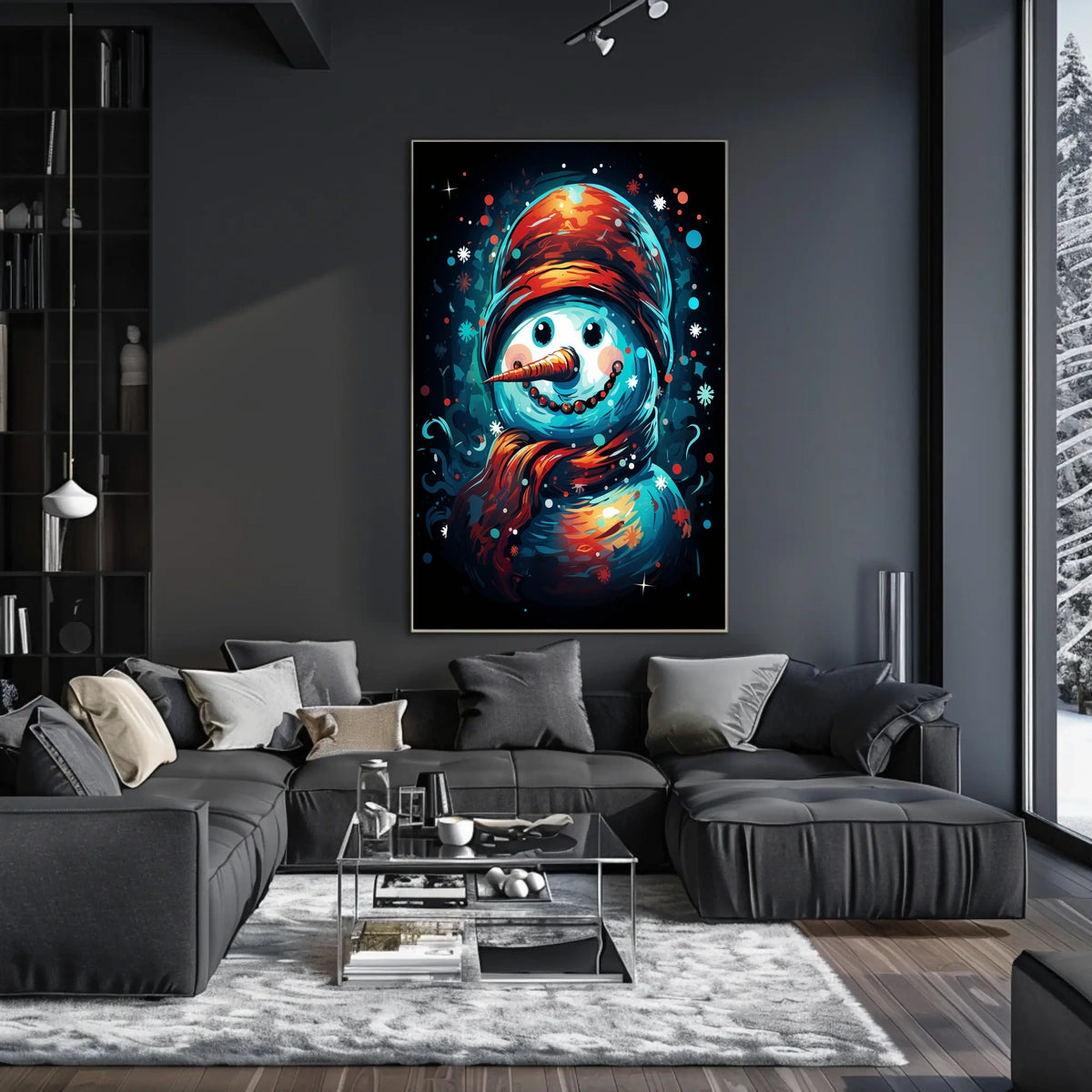 Stylized Snowman Holiday Abstract Artistic Poster