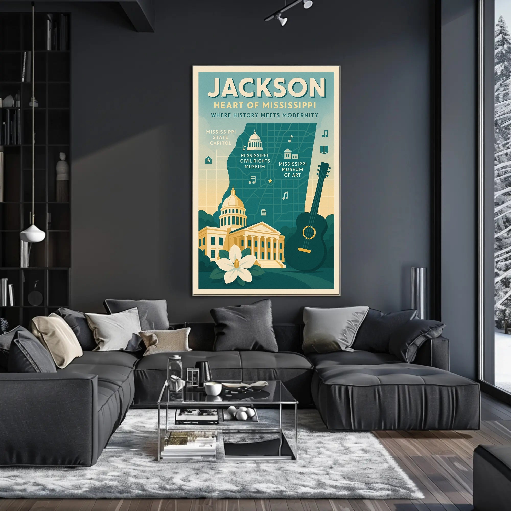 Jackson Mississippi Vintage Landmarks Cultural or Heritage Poster PosterGoat
