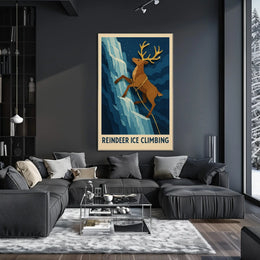 Reindeer Ice Climbing Poster