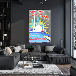 New York Worlds Fair Travel Poster Abstract Wall Art Retro