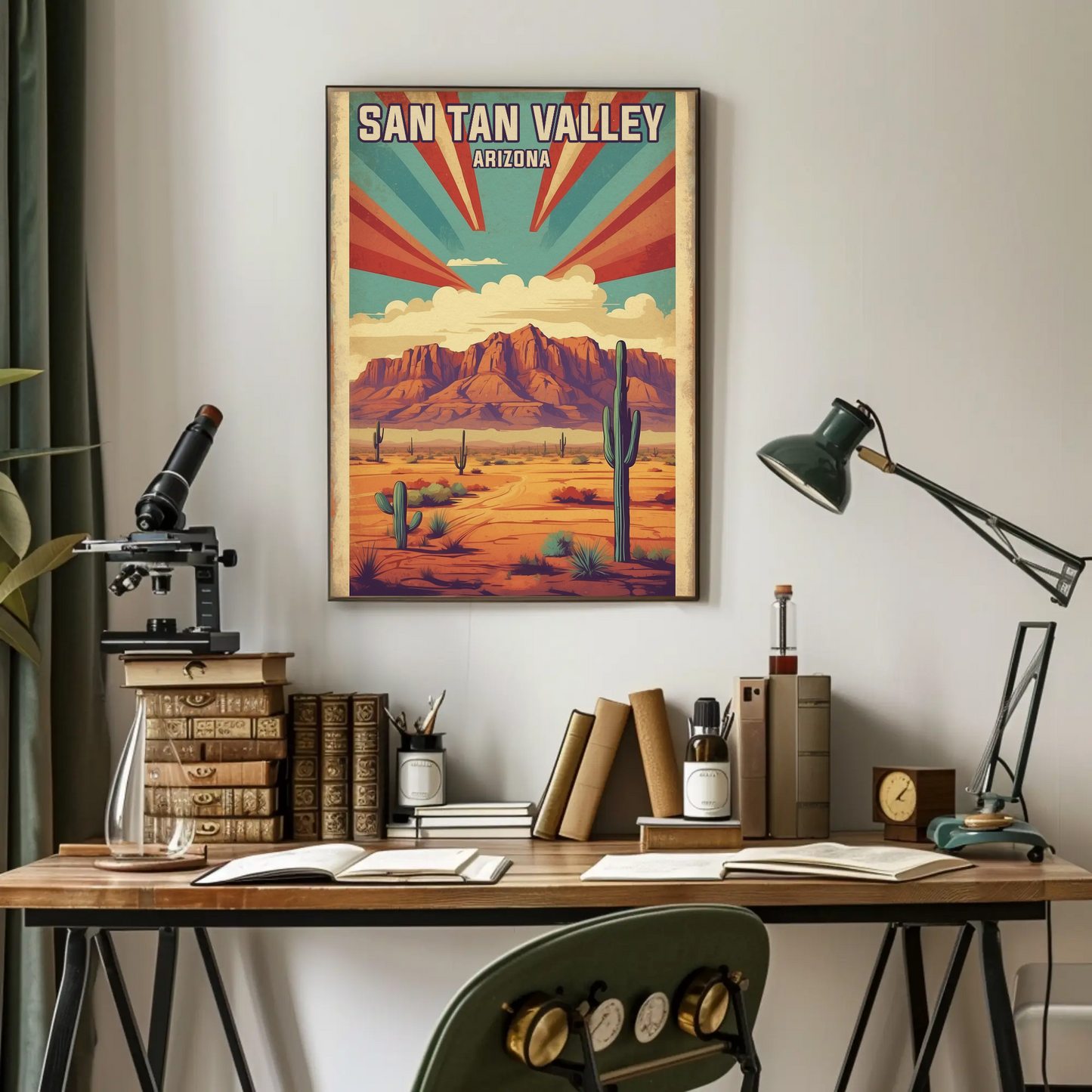 San Tan Valley Arizona Sunset Desert Vintage Travel Poster