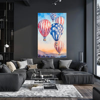 Watercolor Skyline Overhead Hot Air Balloon Festival Poster