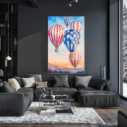 Watercolor Skyline Overhead Hot Air Balloon Festival Poster