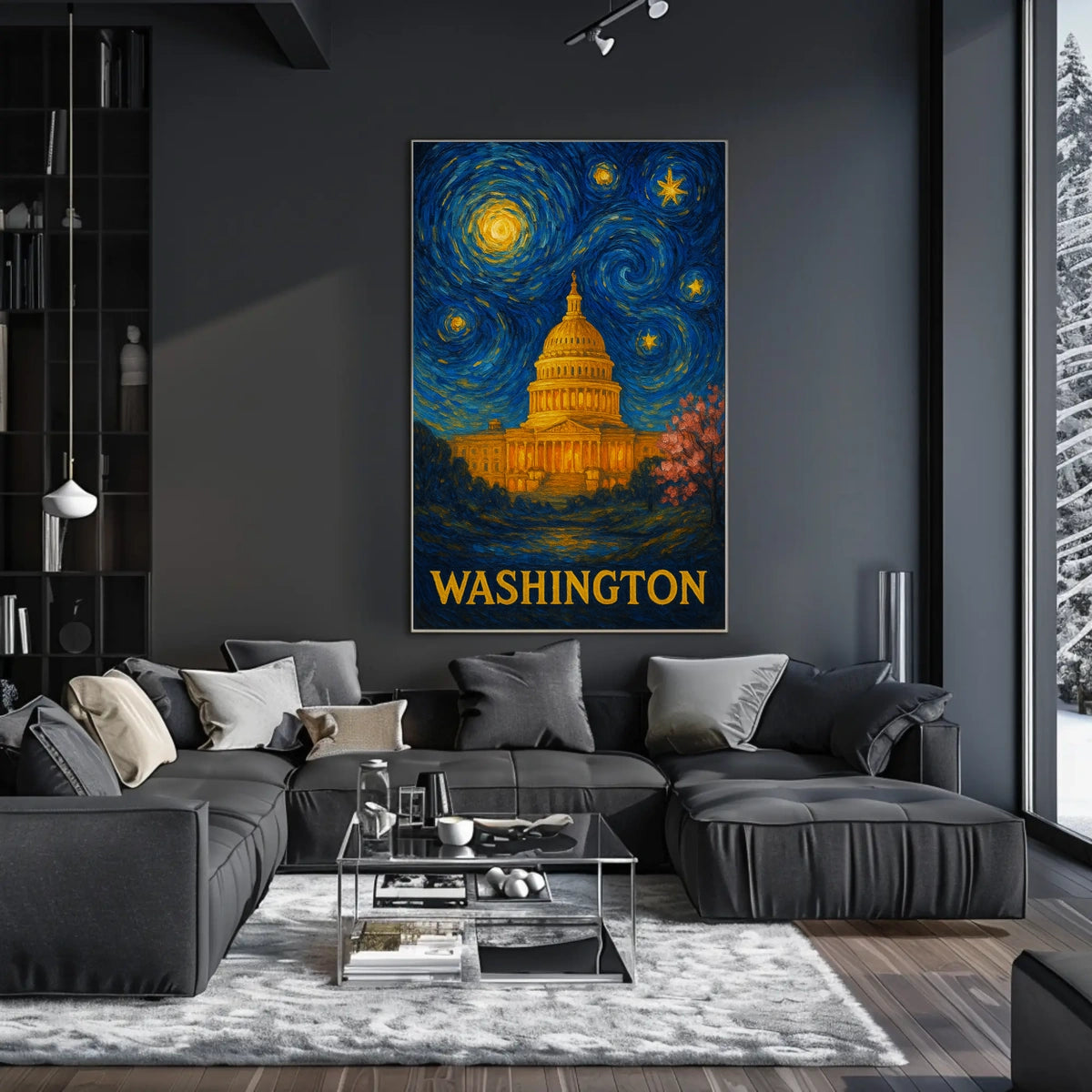 Washington Starry Night Capitol Poster