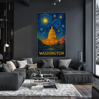 Washington Starry Night Capitol Poster
