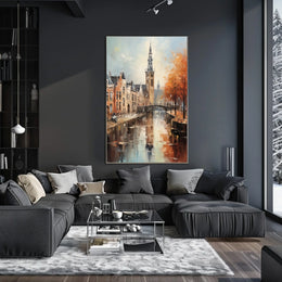 Impressionistic European Canal Scene with Historic Architecture - Urban or Cityscape Poster