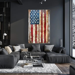 Faded American Flag Geometric Abstract Art Wall Poster