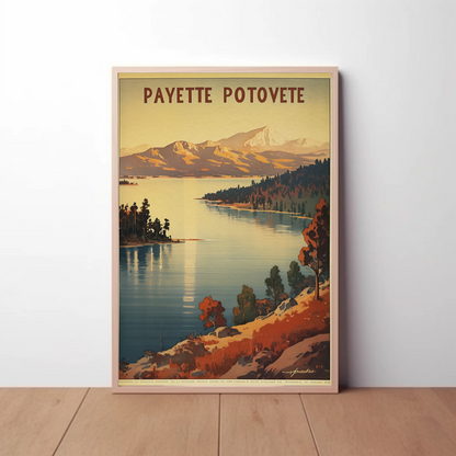 Payette Lake Idaho Scenic Mountain Water Travel Poster