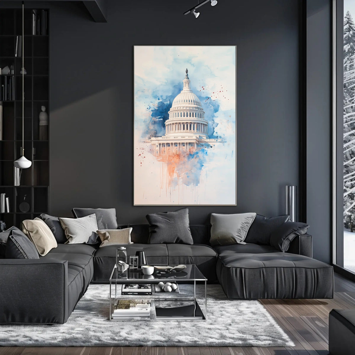 Vintage US Capitol Dome Americana Themed Wall Art Poster
